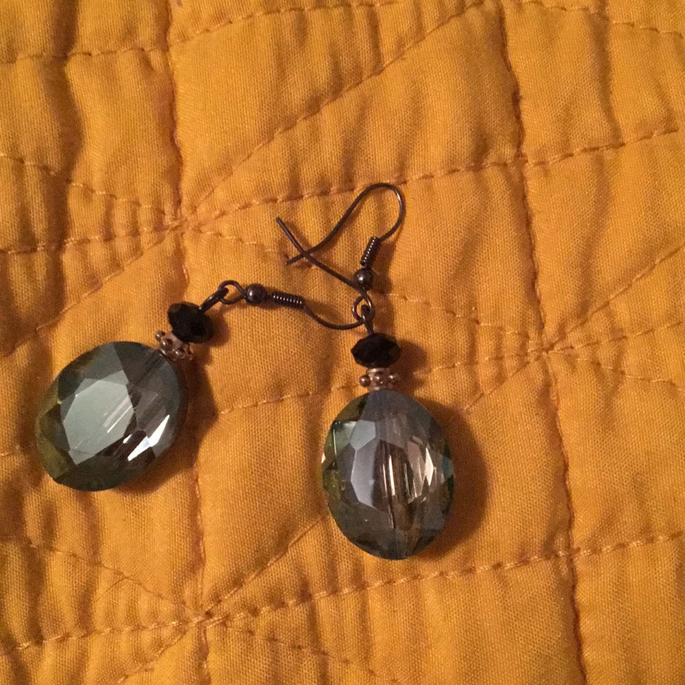 Green faceted earrings